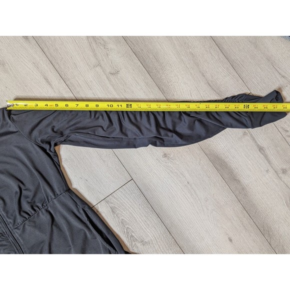 Te Verde Women's  Medium Dark Gray Track Jacket  Fitted Thumb Holes Runched - Picture 13 of 14